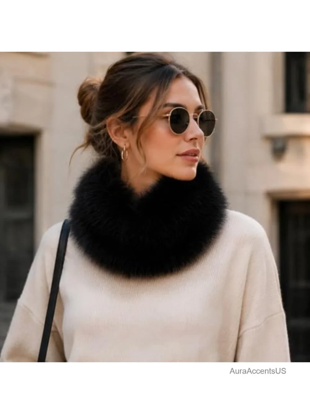 Faux Fur Collar Scarf Neck Warmer Shawl Winter Wrap